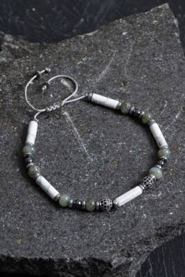 Sertifikalı Labradorit, Havlit, Hematit Doğal Taş Makrome Bileklik - Osmanlı Doğaltaş