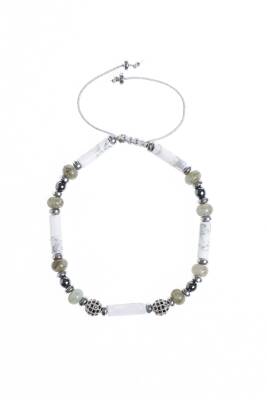 Sertifikalı Labradorit, Havlit, Hematit Doğal Taş Makrome Bileklik - 5