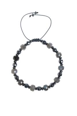 Sertifikalı Labradorit, Hematit Doğal Taş Makrome Bileklik - 5