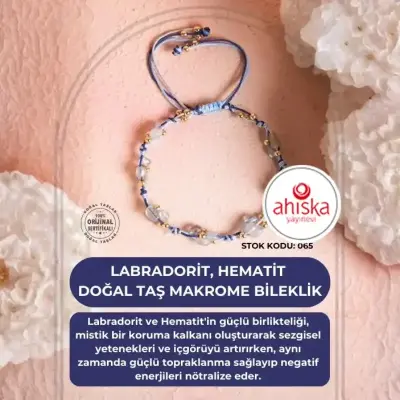 Sertifikalı Labradorit, Hematit Doğal Taş Makrome Bileklik (SK081) - Doğal Taş (1)