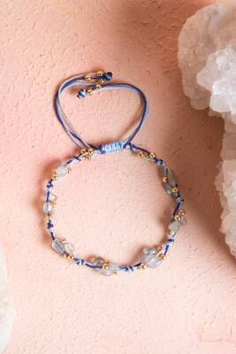 Sertifikalı Labradorit, Hematit Doğal Taş Makrome Bileklik (SK:081) - Osmanlı Doğal Taş