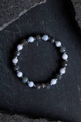 Sertifikalı Labradorit, Hematit ve Kalsedon Doğal Taş Bileklik (SK:165) - Osmanlı Doğal Taş