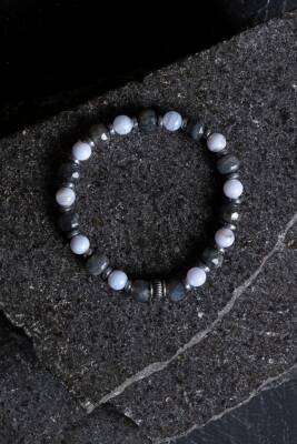 Sertifikalı Labradorit, Hematit ve Kalsedon Doğal Taş Bileklik (SK:165) - 3