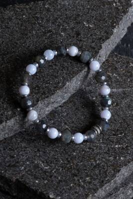 Sertifikalı Labradorit, Hematit ve Kalsedon Doğal Taş Bileklik (SK:165) - 4