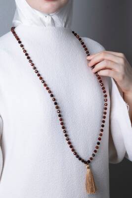 Sertifikalı Lal Elmas Kesim Fasetli Doğal Taş Tesbih Kolye 99luk - 8mm (SK:414) - 2