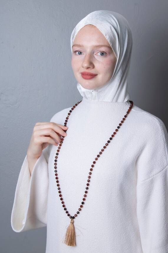 Sertifikalı Lal Elmas Kesim Fasetli Doğal Taş Tesbih Kolye 99luk - 8mm (SK:414) - 3