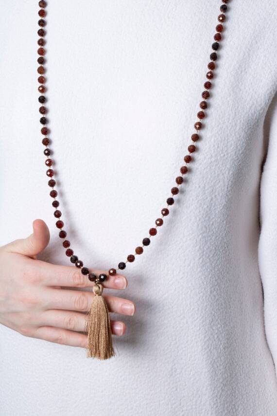 Sertifikalı Lal Elmas Kesim Fasetli Doğal Taş Tesbih Kolye 99luk - 8mm (SK:414) - 4