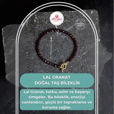 Sertifikalı Lal Granat Altın Kaplama Fasetli Doğal Taş Bileklik - Doğal Taş (1)