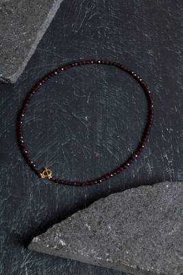 Sertifikalı Lal Granat Altın Kaplama Fasetli Doğal Taş Kolye - Osmanlı Doğaltaş