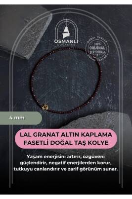 Sertifikalı Lal Granat Altın Kaplama Fasetli Doğal Taş Kolye - 2