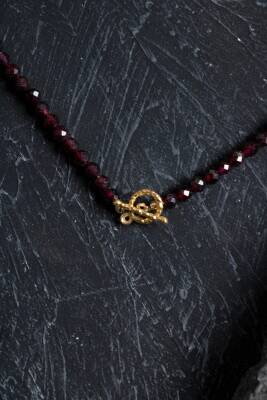 Sertifikalı Lal Granat Altın Kaplama Fasetli Doğal Taş Kolye - 5