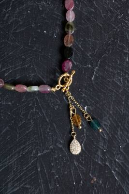 Sertifikalı Lal Granat Altın Kaplama Fasetli Doğal Taş Kolye - 3