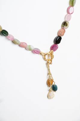 Sertifikalı Lal Granat Altın Kaplama Fasetli Doğal Taş Kolye - 4