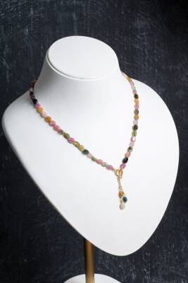 Sertifikalı Lal Granat Altın Kaplama Fasetli Doğal Taş Kolye - 5