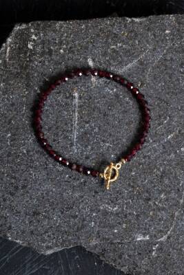 Sertifikalı Lal Granat Altın Kaplama Fasetli Doğal Taş Set - 2