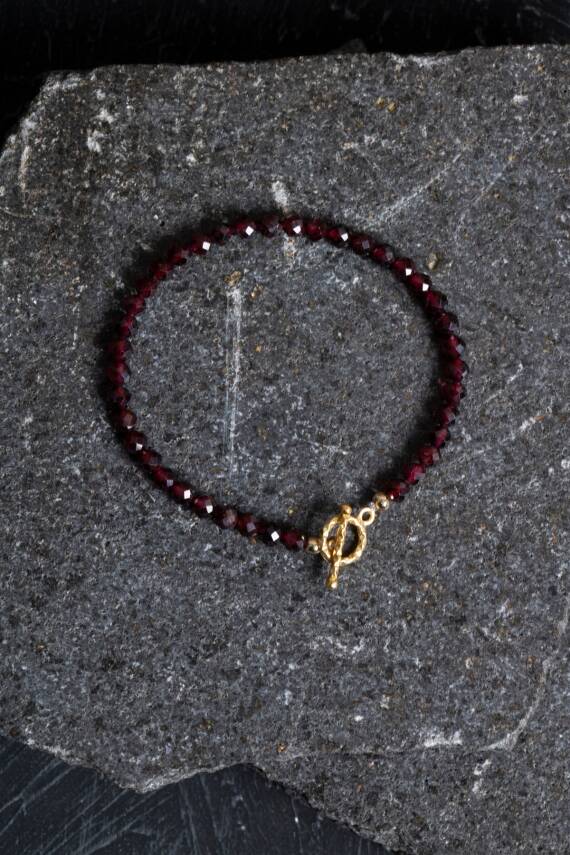 Sertifikalı Lal Granat Altın Kaplama Fasetli Doğal Taş Set - 2