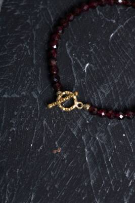 Sertifikalı Lal Granat Altın Kaplama Fasetli Doğal Taş Set - 4