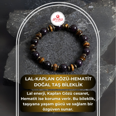Sertifikalı Lal, Kaplan Gözü, Hematit Doğal Taş Bileklik - Doğal Taş (1)