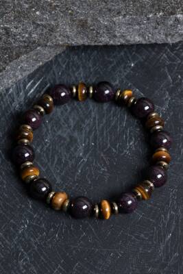 Sertifikalı Lal, Kaplan Gözü, Hematit Doğal Taş Bileklik - 2