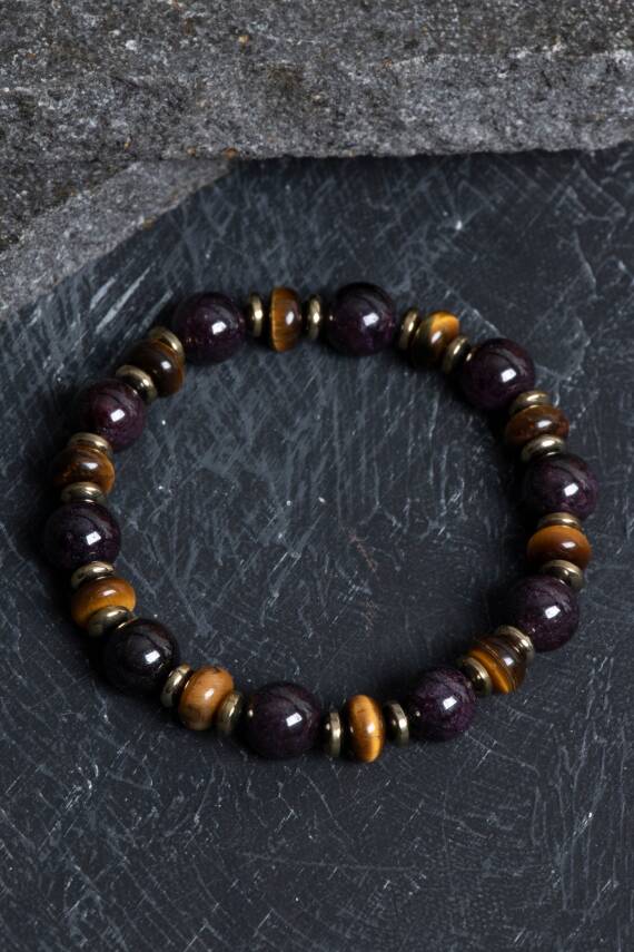 Sertifikalı Lal, Kaplan Gözü, Hematit Doğal Taş Bileklik - 2