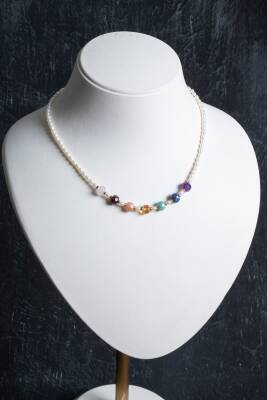 Sertifikalı Lapis, Amazonit, İnci Doğal Taş Kolye - 4