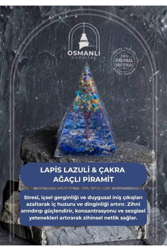 Sertifikalı Lapis Lazuli & Çakra Ağaçlı Piramit - 1