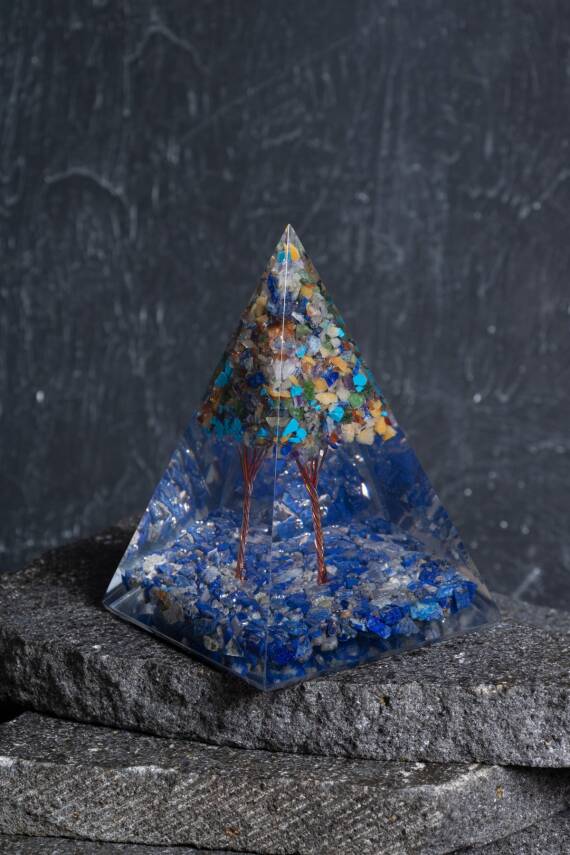 Sertifikalı Lapis Lazuli & Çakra Ağaçlı Piramit - 1