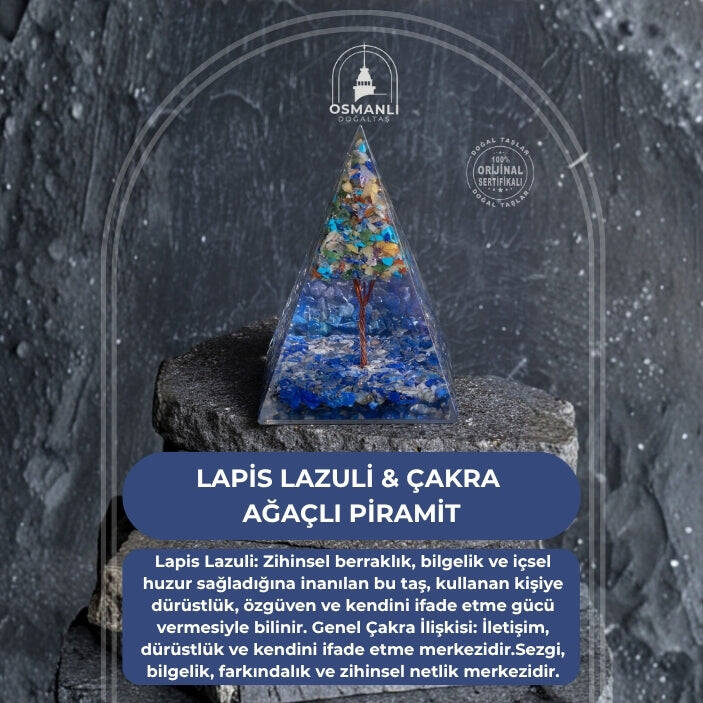 Sertifikalı Lapis Lazuli & Çakra Ağaçlı Piramit - 2