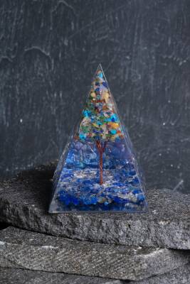 Sertifikalı Lapis Lazuli & Çakra Ağaçlı Piramit - 4