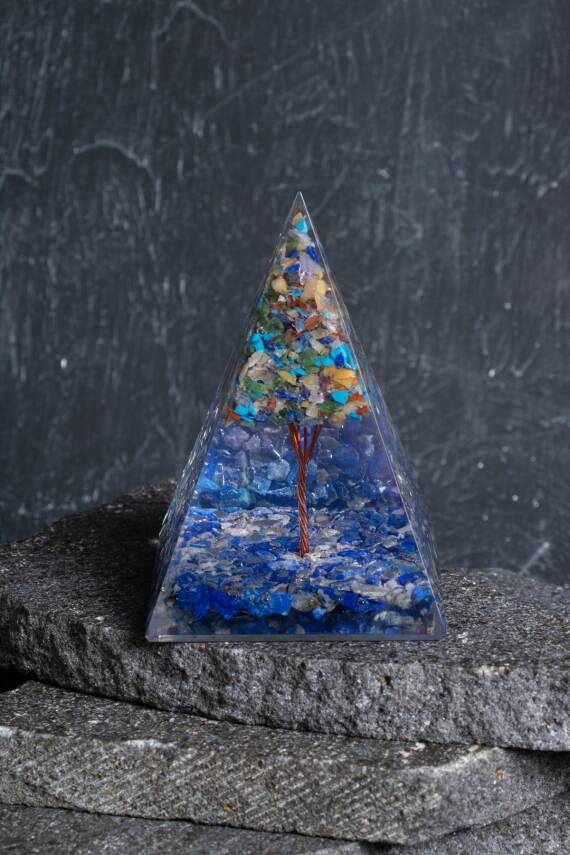 Sertifikalı Lapis Lazuli & Çakra Ağaçlı Piramit - 4