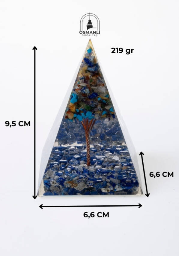 Sertifikalı Lapis Lazuli & Çakra Ağaçlı Piramit - 6