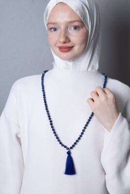 Sertifikalı Lapis Lazuli Elmas Kesim Fasetli Doğal Taş Tesbih Kolye 99luk - 8mm (SK:287) - 4