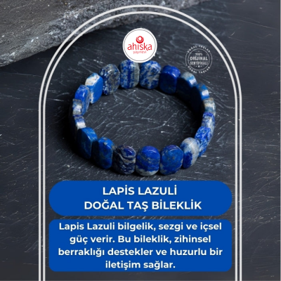 Sertifikalı Lapis Lazuli Geniş Kesim Doğal Taş Bileklik - Doğal Taş (1)