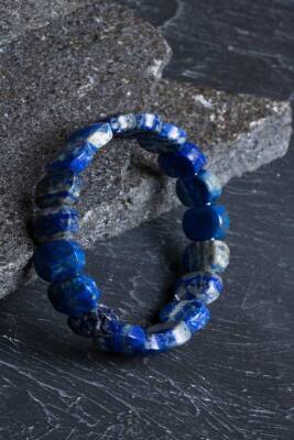 Sertifikalı Lapis Lazuli Geniş Kesim Doğal Taş Bileklik - 3