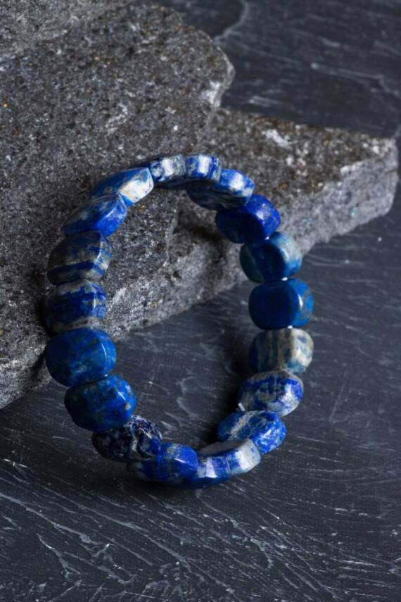 Sertifikalı Lapis Lazuli Geniş Kesim Doğal Taş Bileklik - 3