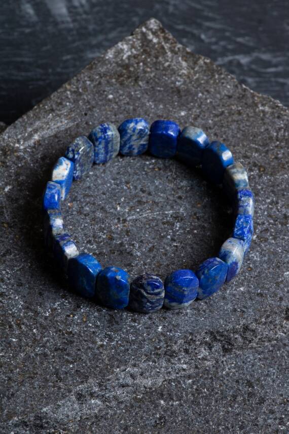 Sertifikalı Lapis Lazuli Geniş Kesim Doğal Taş Bileklik - 1