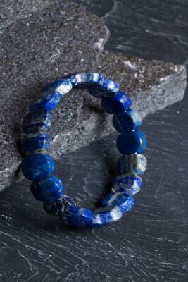 Sertifikalı Lapis Lazuli Geniş Kesim Doğal Taş Bileklik - 2