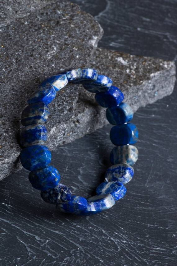 Sertifikalı Lapis Lazuli Geniş Kesim Doğal Taş Bileklik - 2
