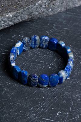 Sertifikalı Lapis Lazuli Geniş Kesim Doğal Taş Bileklik - 3