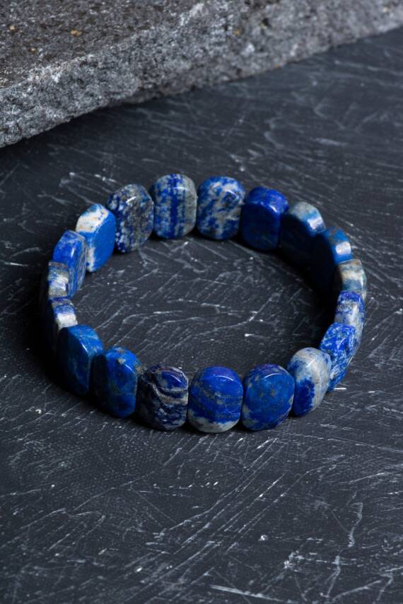 Sertifikalı Lapis Lazuli Geniş Kesim Doğal Taş Bileklik - 3