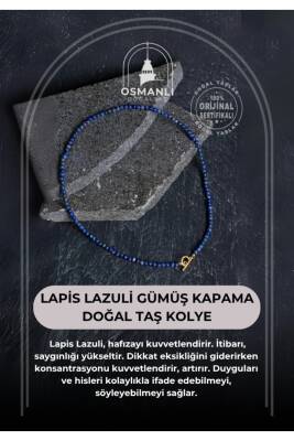 Sertifikalı Lapis Lazuli Gümüş Kapama Doğal Taş Kolye - 2