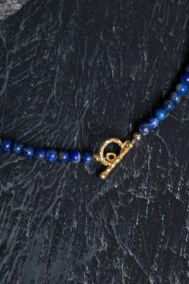 Sertifikalı Lapis Lazuli Gümüş Kapama Doğal Taş Kolye - 4