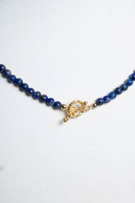 Sertifikalı Lapis Lazuli Gümüş Kapama Doğal Taş Kolye - 5