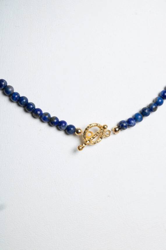 Sertifikalı Lapis Lazuli Gümüş Kapama Doğal Taş Kolye - 5