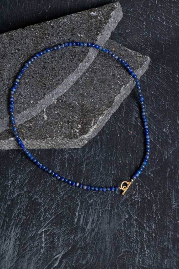 Sertifikalı Lapis Lazuli Gümüş Kapama Doğal Taş Kolye - 1