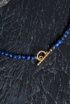 Sertifikalı Lapis Lazuli Gümüş Kapama Doğal Taş Kolye - 3