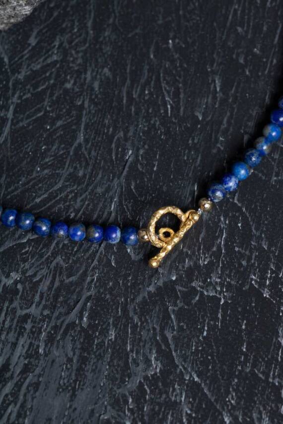 Sertifikalı Lapis Lazuli Gümüş Kapama Doğal Taş Kolye - 3