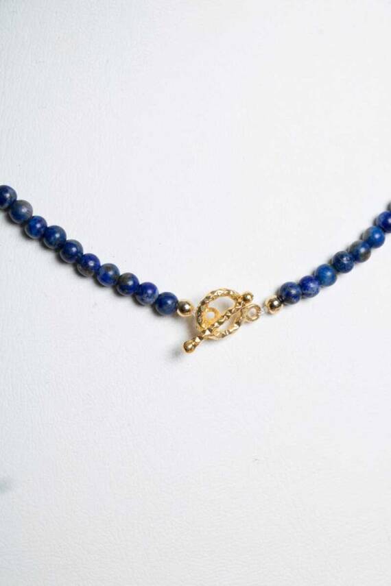 Sertifikalı Lapis Lazuli Gümüş Kapama Doğal Taş Kolye - 4