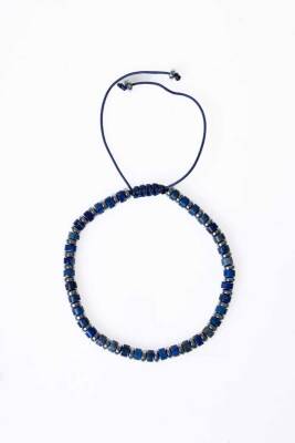 Sertifikalı Lapis Lazuli, Hematit, Doğal Taş Makrome Bileklik (SK075) - 5