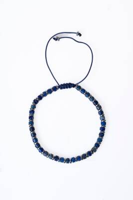 Sertifikalı Lapis Lazuli, Hematit, Doğal Taş Makrome Bileklik (SK:075) - 6